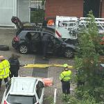 A black Volkswagen Golf left at the scene of an explosion that rocked a fitness center on Osdorper Ban in Amsterdam. 12 June 2026
