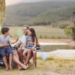 A family at a campsite.