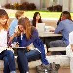 School girls talking.