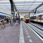 People on a Rotterdam Centraal platform between NS trains at the station. 15 July 2026