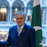 Pakistan's Deputy Prime Minister and Minister of Foreign Affairs Ishaq Dar at the Foreign Office in Westminster, U.K., 2024.