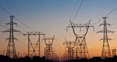 Power lines at sunset 