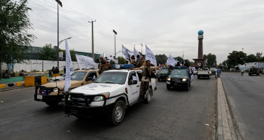 A Taliban parade in Kabul, Afghanistan in August 2022