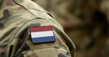Dutch soldier; Flag of the Netherlands on military uniform