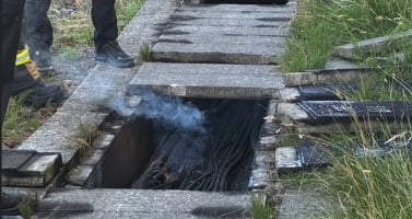 ProRail workers examine the site of a cable fire near Rotterdam Stadion. June 29, 2026
