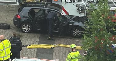 A black Volkswagen Golf left at the scene of an explosion that rocked a fitness center on Osdorper Ban in Amsterdam. 12 June 2026