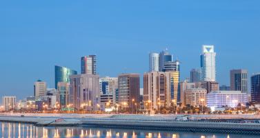 Manama skyline at night, Bahrain