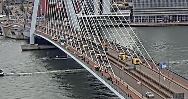 Rescue workers raced to the scene where a tram rear-ended a second tram on the Erasmus Bridge in Rotterdam, leaving 15 hurt. 22 July 2026