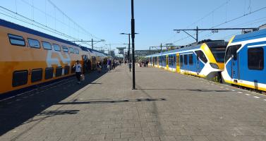 NS sprinter and intercity trains at Rotterdam Stadion Station, 24 June 2023